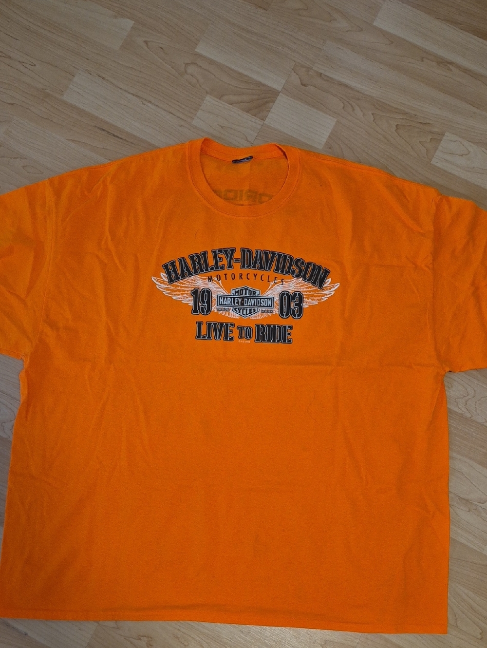Harley-Davidson Orange Short-Sleeve 'Live to Ride' Graphic Tee, XXXL - No Tag